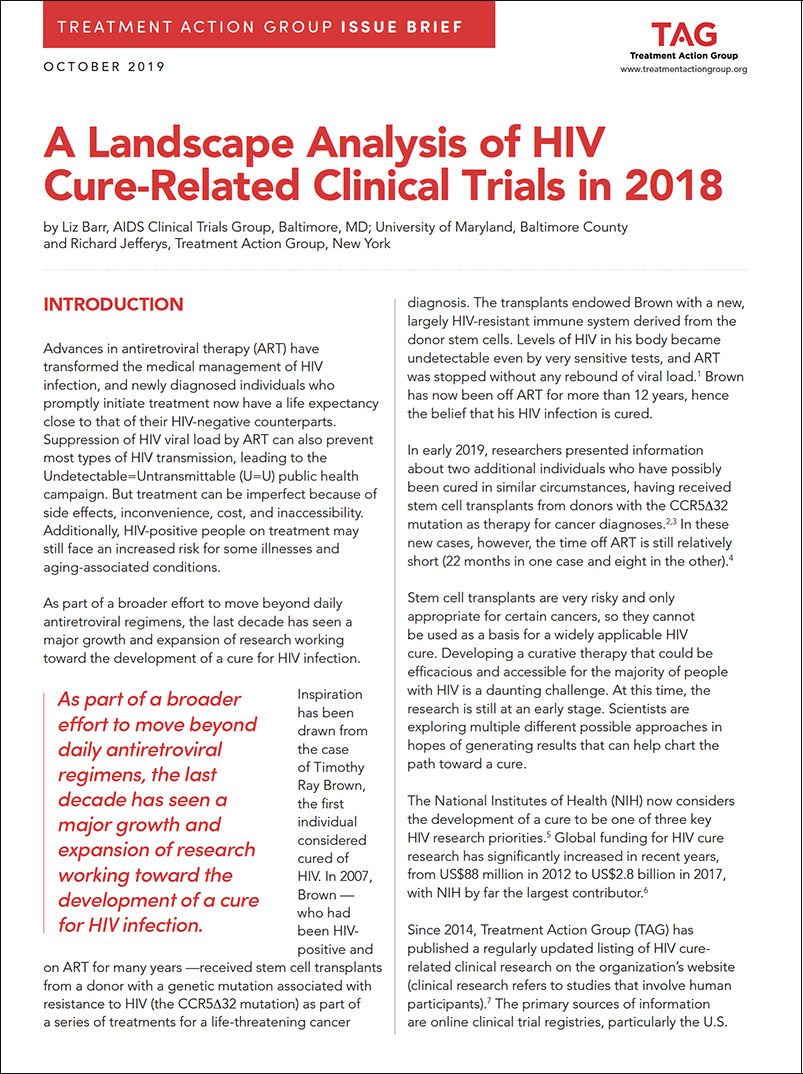 Cover of: A Landscape of HIV Cure-Related Trials in 2018 Analysis