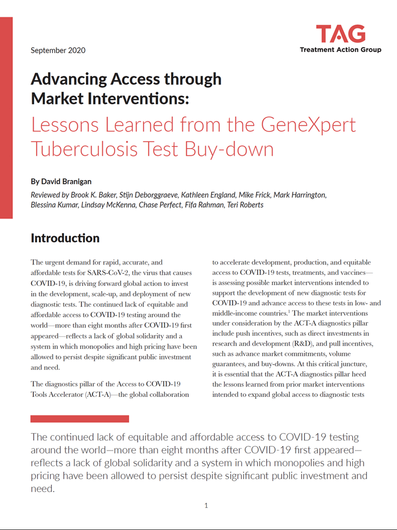 Cover image of publication Advancing Access through Market Interventions: Lessons Learned from the GeneXpert Tuberculosis Test Buy-down