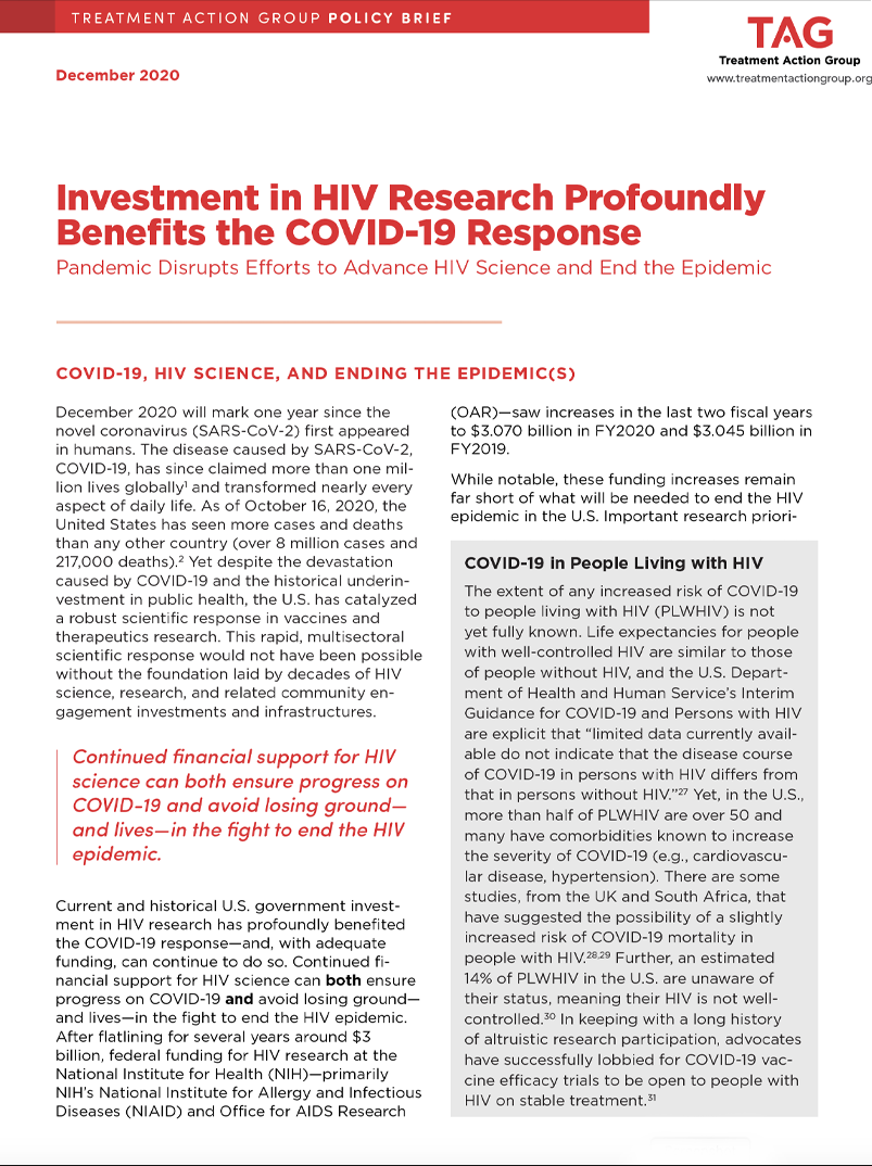 Cover of investment in HIV research profoundly benefits the COVID-19 Response
