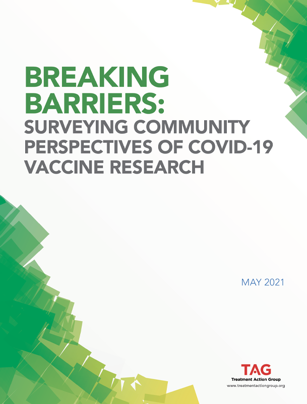 Cover image of report: Breaking Barriers: Surveying Community Perspectives of COVID-19 Vaccine Research