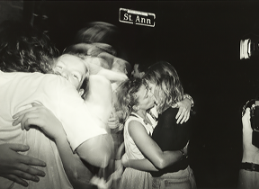 Ben Thornberry's photo: activists stage kiss in, New Orleans, 1988