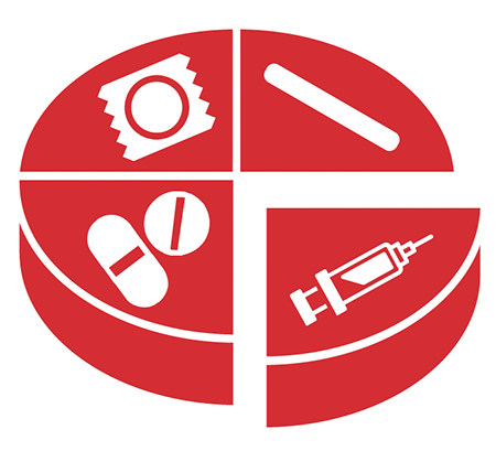 graphic illustrating the different forms of long-acting therapeutics: pills, syringe, implant, ring