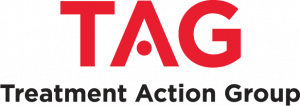 TAG logo - red TAG and underneath in black is Treatment Action Group