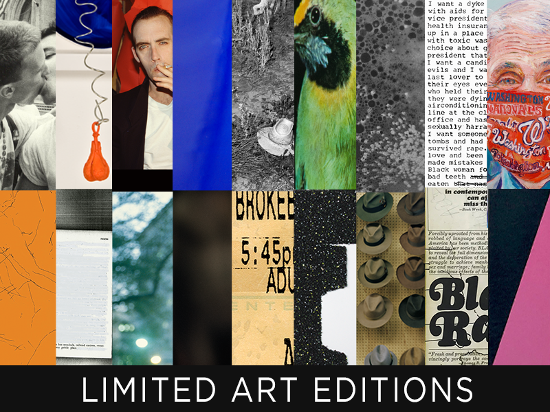 graphic that reads "limited art editions" the image is 18 small "slices" and each of those is a small piece of one of TAG's limited art editions