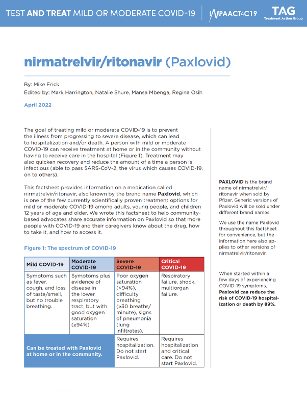 cover of: Test and Treat Mild or Moderate COVID-19: Paxlovid (nirmatrelvir/ritonavir)
