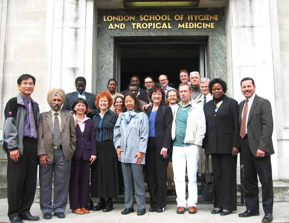 Photo Of 20 People, Including TAG Executive Director, Mark Harrington, In Front Of The London School Of Hygiene And Tropical Medicine In 2006