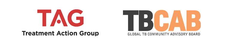 Image showing the logos of TAG, Treatment Action Group, and TB CAB, Global TB Community Advisory Board