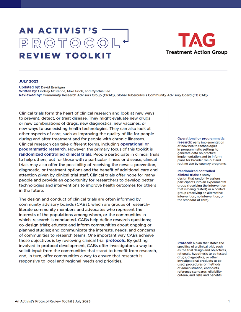 First page of the publication, An Activist's Protocol Review Toolkit